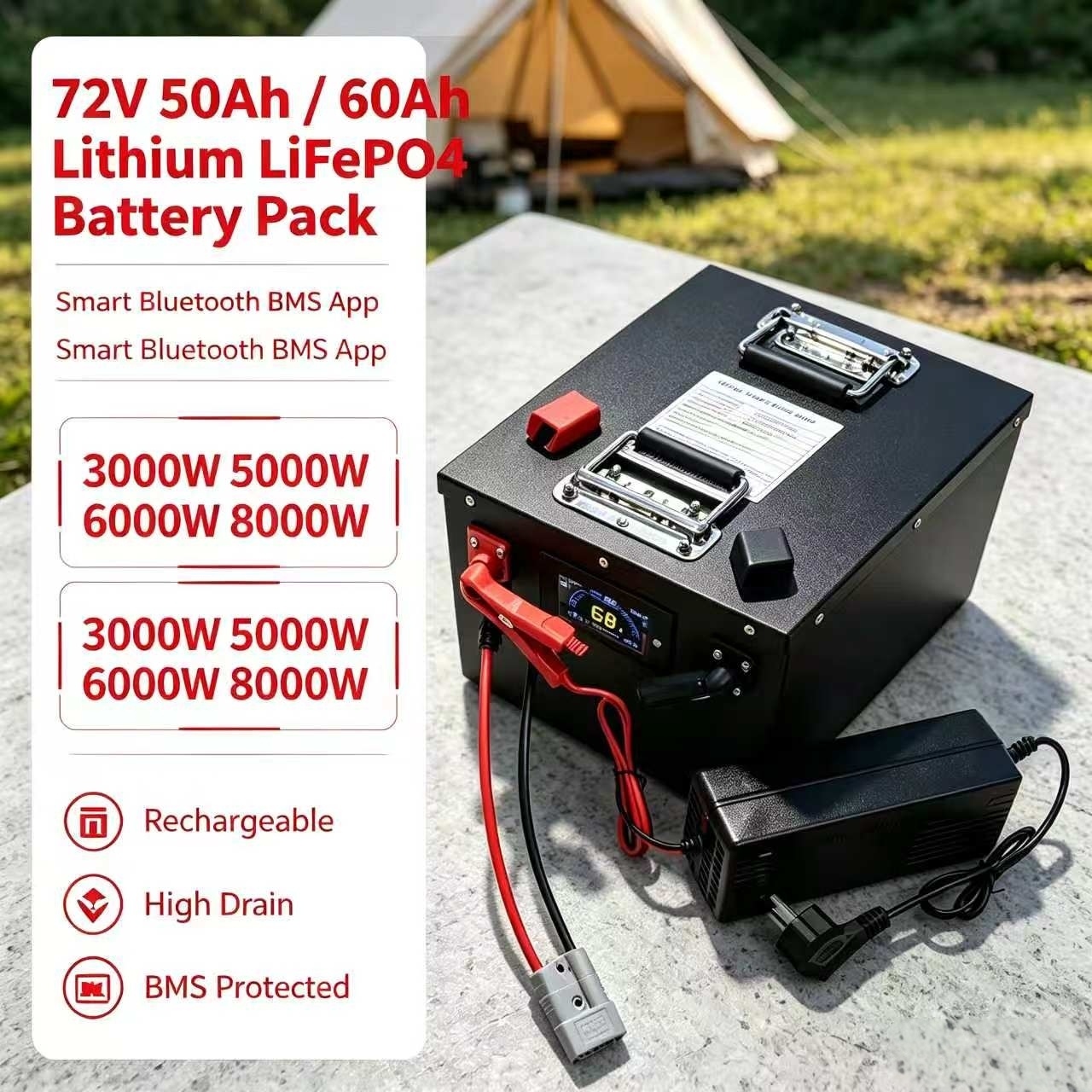 حزمة بطارية ليثيوم قابلة لإعاد - مراجعة 72V 60Ah Lifepo4 Battery Pack وسعره